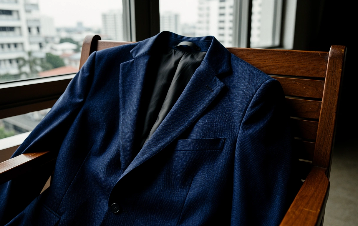 Unstructured hopsack blazer